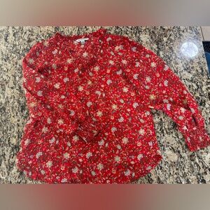 Red Floral Blouse